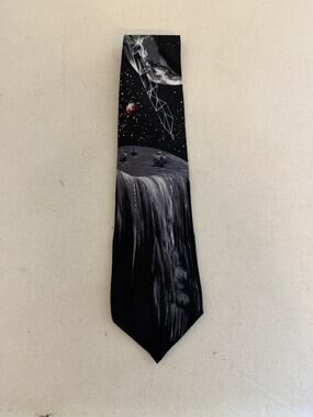 Je Suis Black Silk Space Themed Necktie